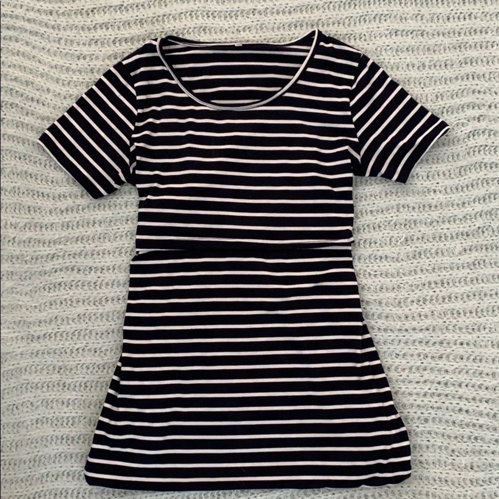 Navy and white striped Breastfeeding Dress